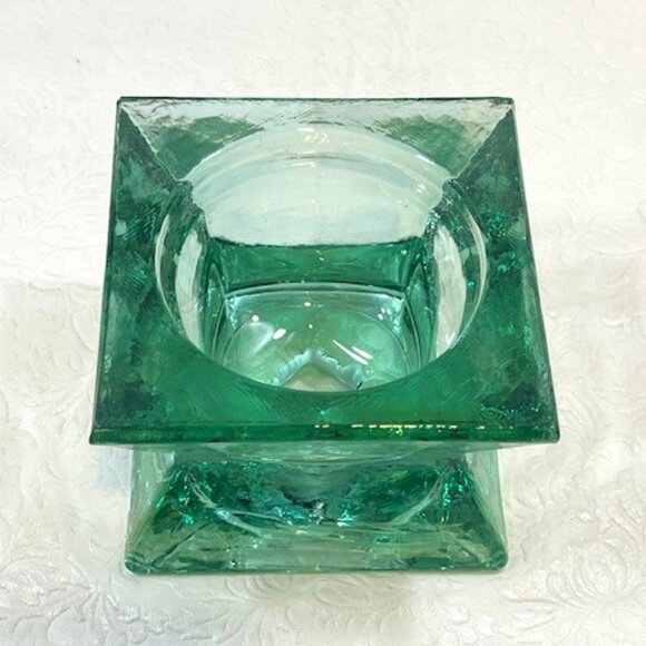 VTG Vidrios San Miguel 100% Recycled Glass Candle Holder Green Heavy - Picture 1 of 9